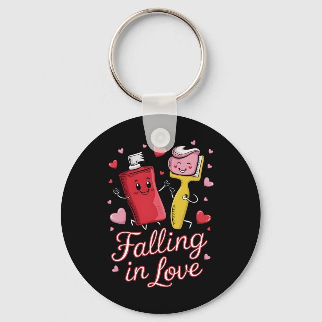 Valentine Toothpaste Love Toothbrushes Falling Inl Key Ring (Front)