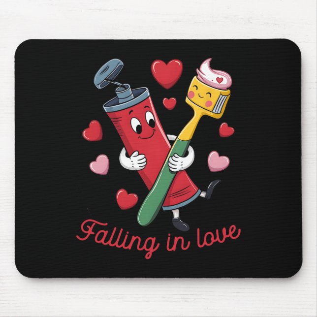 Valentine Toothpaste Love Toothbrushes Falling Inl Mouse Mat (Front)