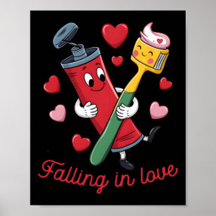 Valentine Toothpaste Love Toothbrushes Falling Inl Poster