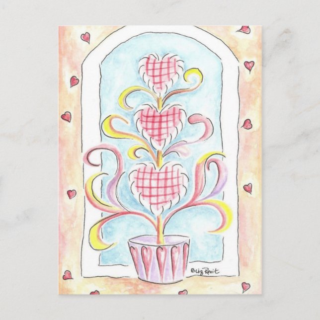 Valentine Topiary Holiday Postcard (Front)