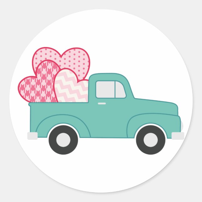 Valentine Truck Classic Round Sticker (Front)