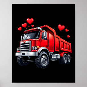 Valentine Truck, Dump With Hearts, Construction Lo Poster
