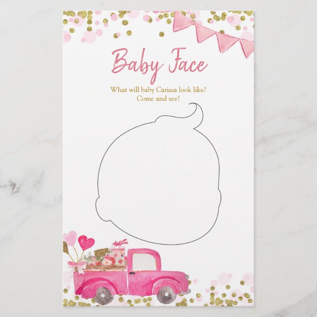 Valentine Truck Sweetheart Baby Face Card (Front)