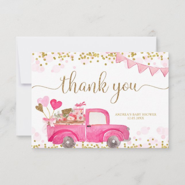 Valentine Truck Sweetheart Thank You Card (Front)
