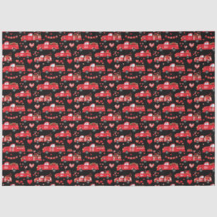 Valentine Trucks on Black Tissue Paper