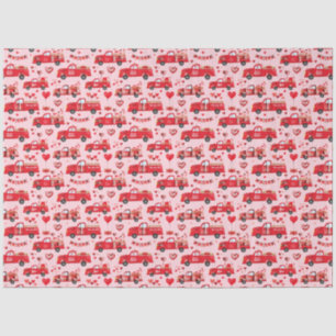 Valentine Trucks on Pink Tissue Paper