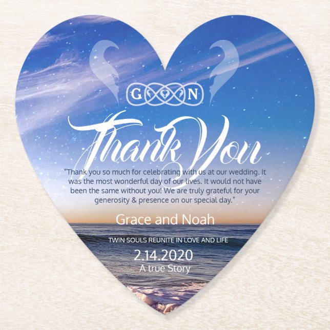 Valentine Twin Flame Thank You  Coaster (Front)