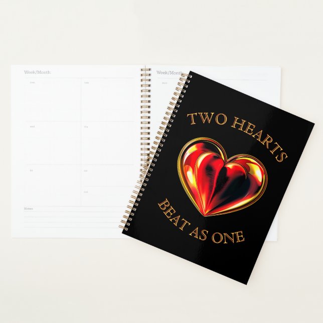 Valentine Two Hearts Beat As One Twin Flame Black Planner (Display)