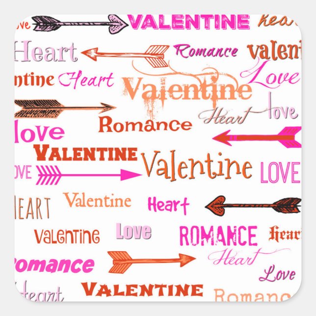 Valentine Typography Square Sticker (Front)