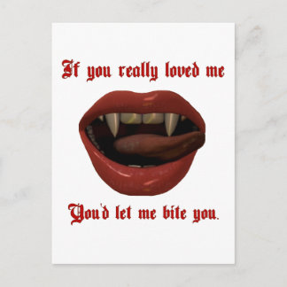 Valentine Vampire Let Me Bite You Goth Love Postcard