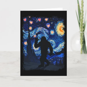 Valentine Van Gogh Starry Night Bigfoot Sasquatch Card