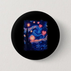 Valentine Van Gogh Starry Night Heart Matching Cou 6 Cm Round Badge