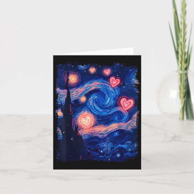 Valentine Van Gogh Starry Night Heart Matching Cou Card (Front)