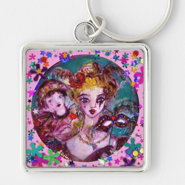 VALENTINE VENETIAN MASQUERADE CONFETTI KEY RING (Front)