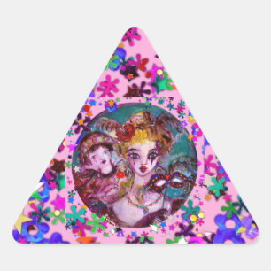 VALENTINE VENETIAN MASQUERADE CONFETTI TRIANGLE STICKER
