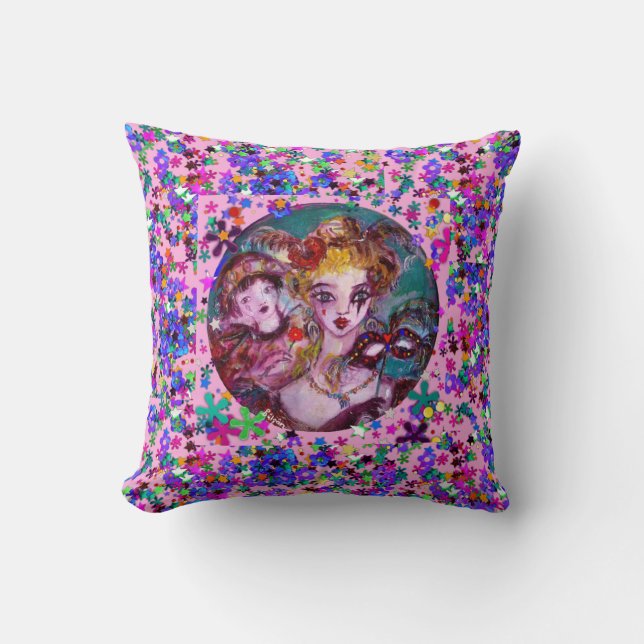 VALENTINE VENETIAN MASQUERADE MASKS AND  CONFETTI CUSHION (Front)