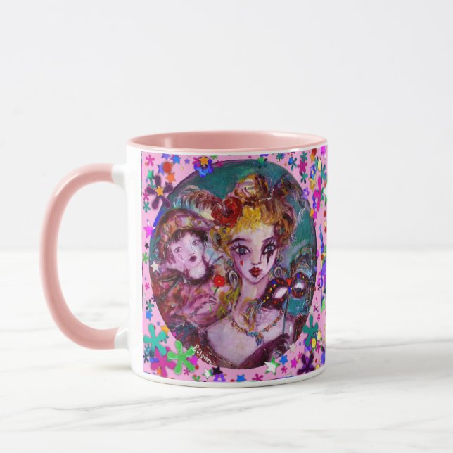 VALENTINE VENETIAN MASQUERADE MASKS AND  CONFETTI MUG (Left)