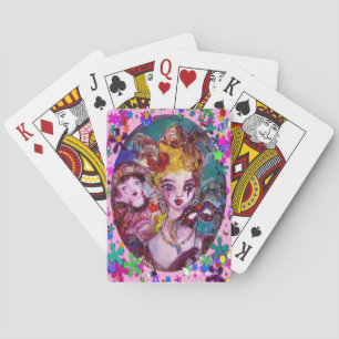 VALENTINE VENETIAN MASQUERADE MASKS AND  CONFETTI PLAYING CARDS