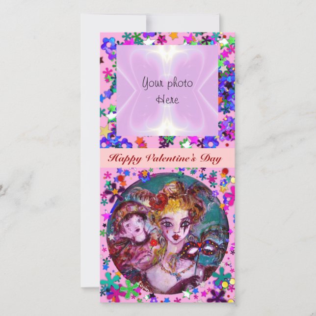 VALENTINE VENETIAN MASQUERADE MASKS HOLIDAY CARD (Front)