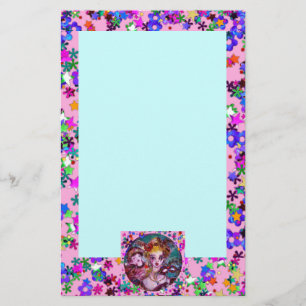 VALENTINE VENETIAN MASQUERADE MASKS,PINK CONFETTI STATIONERY