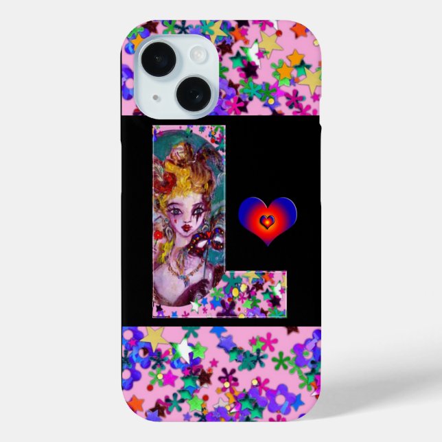 VALENTINE VENETIAN MASQUERADE MONOGRAM F LETTER Case-Mate iPhone CASE (Back)
