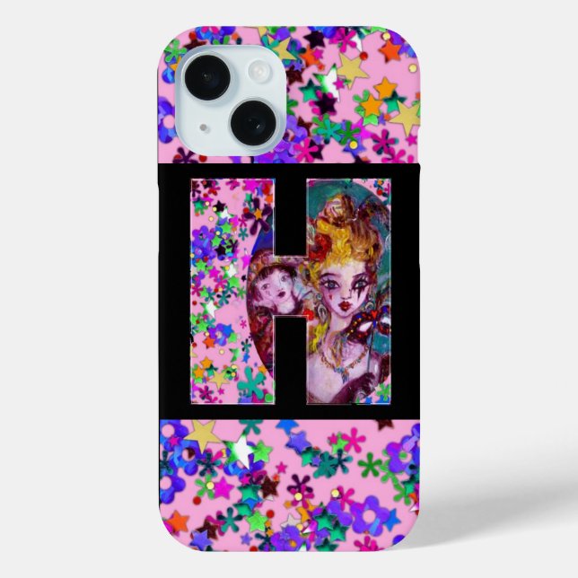 VALENTINE VENETIAN MASQUERADE MONOGRAM H LETTER Case-Mate iPhone CASE (Back)