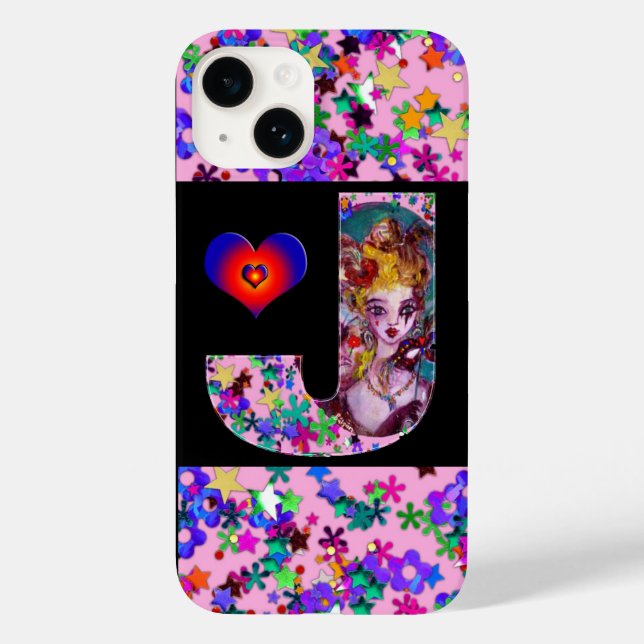VALENTINE VENETIAN MASQUERADE MONOGRAM J LETTER Case-Mate iPhone CASE (Back)