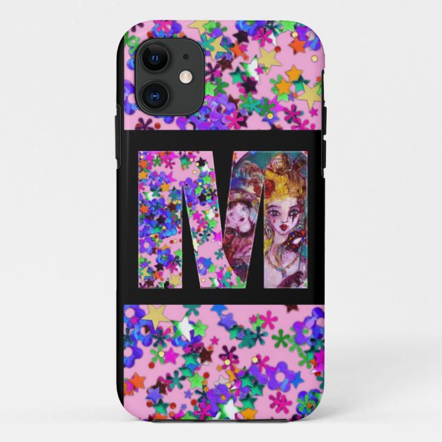 VALENTINE VENETIAN MASQUERADE MONOGRAM M LETTER Case-Mate iPhone CASE (Back)