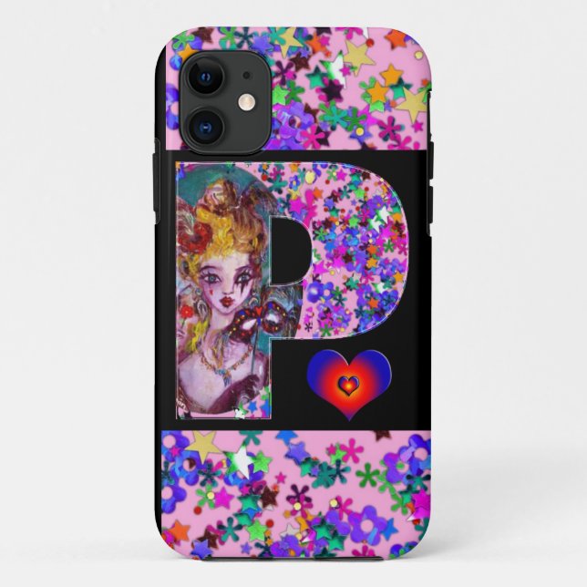 VALENTINE VENETIAN MASQUERADE MONOGRAM P LETTER Case-Mate iPhone CASE (Back)