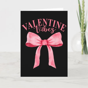 Valentine Vibes Groovy Coquette Bow Valentine Wome Card