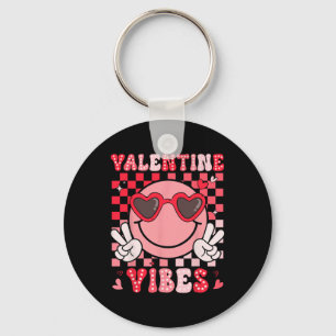 Valentine Vibes Groovy Smile Face Girls Women Kid  Key Ring