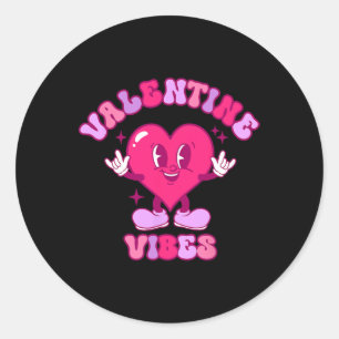 Valentine Vibes Groovy Valentines Day Shirt For Gi Classic Round Sticker