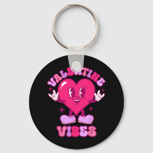 Valentine Vibes Groovy Valentines Day Shirt For Gi Key Ring