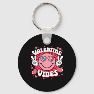 Valentine Vibes Hippie Tie Dye Sungl Groovy Smilin Key Ring