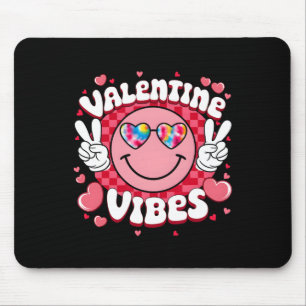 Valentine Vibes Hippie Tie Dye Sungl Groovy Smilin Mouse Mat