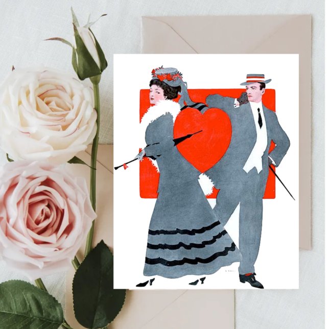 Valentine Vintage Couple Holiday Card (Creator Uploaded)