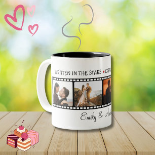 Valentine vintage film personalised photo collage Two-Tone coffee mug