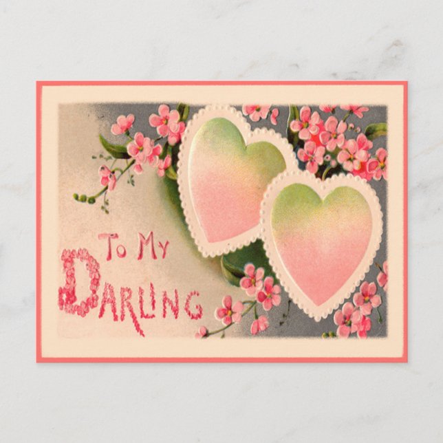 Valentine Vintage Heart Holiday Postcard (Front)