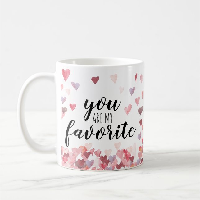 Valentine Watercolor Hearts You Are My Favourite Coffee Mug (Left)