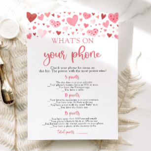 Valentine What's On Your Phone Baby Shower Game Invitation