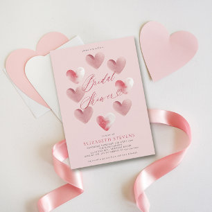 Valentine Whimsical Heart Dusty Pink Bridal Shower Invitation