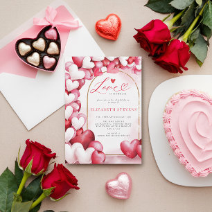 Valentine Whimsical Hearts Arch Boho Bridal Shower Invitation