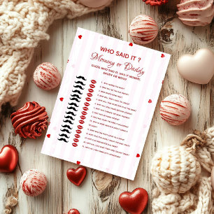 Valentine who said it Baby shower game Card