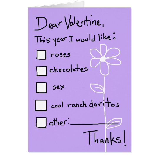 Valentine Wish List Card
