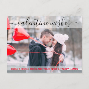 Valentine Wishes Trendy Typography Add Your Photo Holiday Postcard