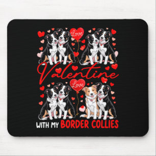 Valentine With My Border Collies Couple Dogs Costu Mouse Mat