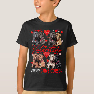 Valentine With My Cane Corsos Couple Dogs Costume T-Shirt