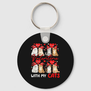 Valentine With My Cats Couple Cats Costume Owner F Key Ring