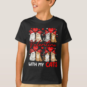 Valentine With My Cats Couple Cats Costume Owner F T-Shirt