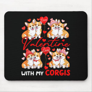Valentine With My Corgis Couple Dogs Costume Owner Mouse Mat